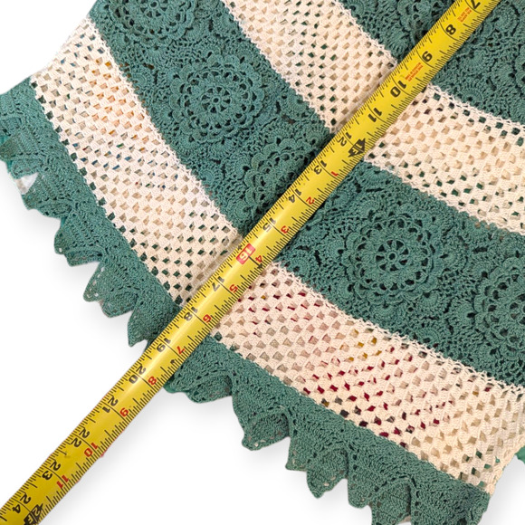 Cream & Sage Vintage Cotton Crochet Top ~ Shanghai Handmade Small - Picture 7 of 9